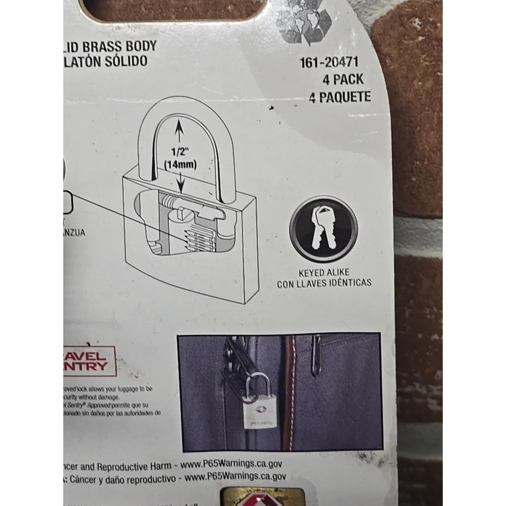 Brinks Solid Brass Locks (4) with Keys TSA Accepted Manufactured Sealed‎ READ